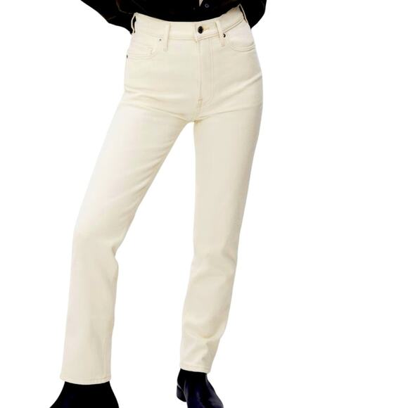 Everlane The Original Cheeky Jean, Cream, Organic Cotton, Casual, Plus, 34 - Picture 1 of 10